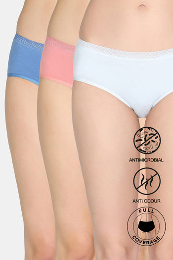 Buy Zivame Low Rise Full Coverage Hipster Panty (Pack of 3) - Multicolor 